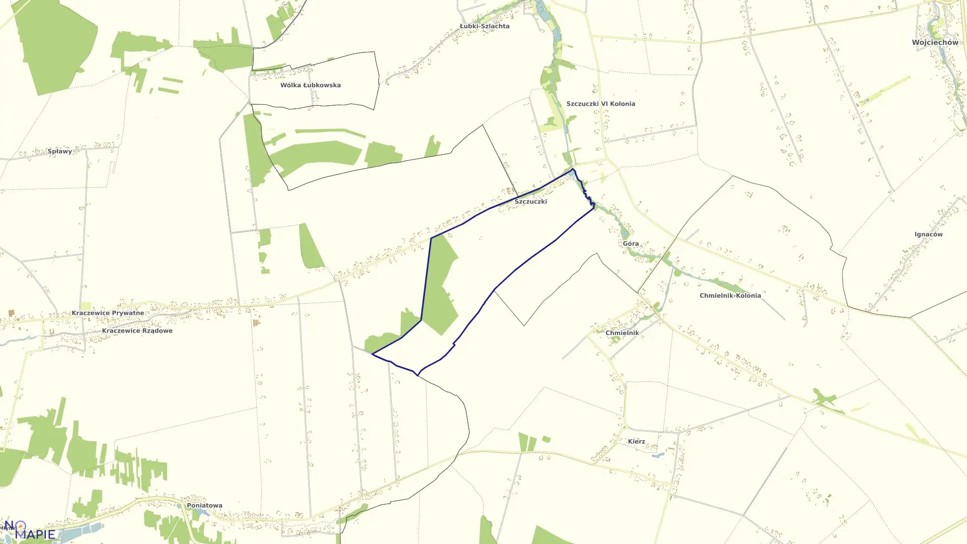 Mapa obrębu SZCZUCZKI w gminie Wojciechów